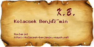 Kolacsek Benjámin névjegykártya