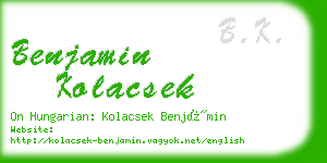 benjamin kolacsek business card